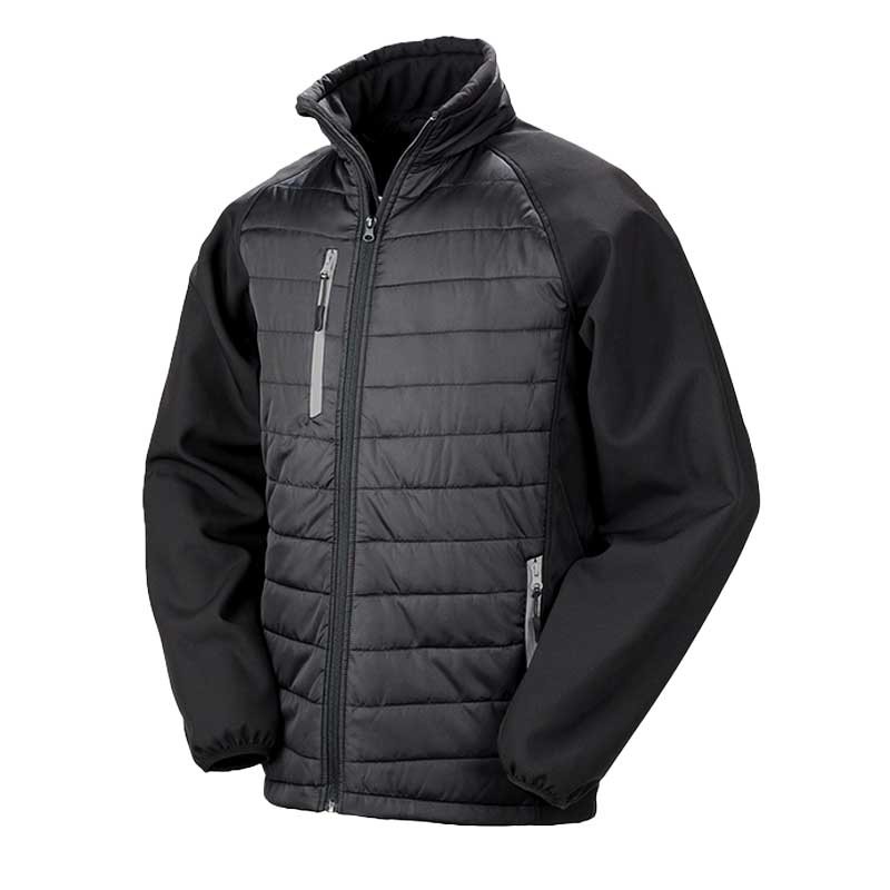 Veste bi-matière matelassée RS237 Black / Grey