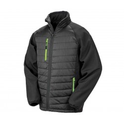 Veste bi-matière matelassée RS237 Black/Lime